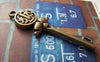 Accessories - 10 Pcs Of Antique Bronze Skeleton Key Charms Pendants Double Sided 11x40mm A2785
