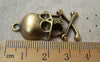 Accessories - 10 Pcs Of Antique Bronze Skull And Crossbones Charms 22x38mm A1573