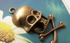 Accessories - 10 Pcs Of Antique Bronze Skull And Crossbones Charms 22x38mm A1573