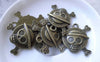 Accessories - 10 Pcs Of Antique Bronze Skull And Crossbones Charms Pendants 27x27mm A7784