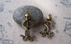 Accessories - 10 Pcs Of Antique Bronze Skull And Two Snakes Charms 15x37mm A3748
