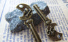 Accessories - 10 Pcs Of Antique Bronze Skull Key Pendants Charms 13x37mm A207