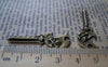 Accessories - 10 Pcs Of Antique Bronze Skull Key Pendants Charms 13x37mm A207