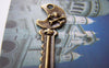 Accessories - 10 Pcs Of Antique Bronze Skull Key Pendants Charms 13x37mm A207