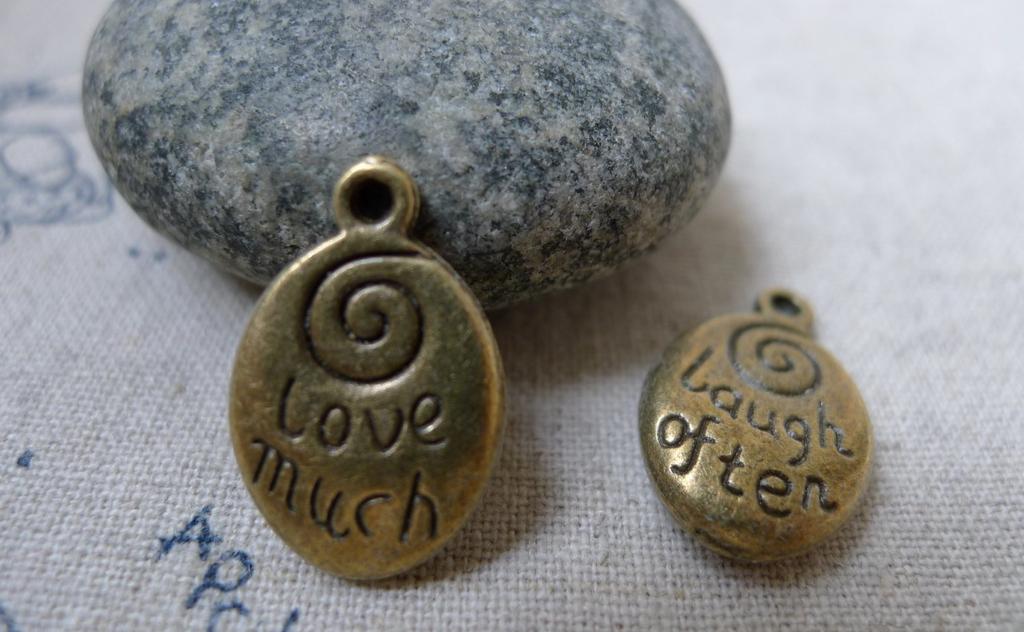 Accessories - 10 Pcs Of Antique Bronze Spiral Oval Charms 14x20mm A5982