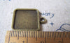 Accessories - 10 Pcs Of Antique Bronze Square Cameo Base Pendants Match 15x15mm Cabochon A4465