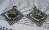 Accessories - 10 Pcs Of Antique Bronze Square Rose Flower Pendants Charms 24mm A1737