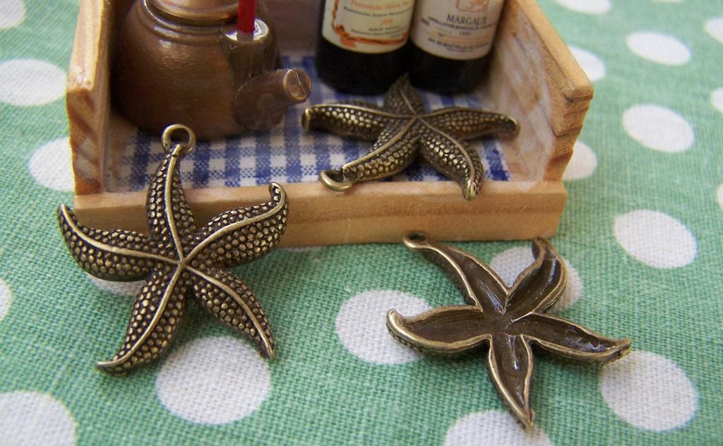 Accessories - 10 Pcs Of Antique Bronze Starfish Charms 23mm A3406