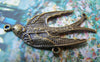 Accessories - 10 Pcs Of Antique Bronze Swallow Bird Dove Charms Two Loops 20x39mm A4726