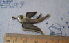 Accessories - 10 Pcs Of Antique Bronze Swallow Bird Dove Charms Two Loops 26x44mm A3724