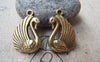 Accessories - 10 Pcs Of Antique Bronze Swan Charms Pendants Double Sided 15x23mm A615