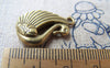 Accessories - 10 Pcs Of Antique Bronze Swan Charms Pendants Double Sided 15x23mm A615