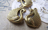 Accessories - 10 Pcs Of Antique Bronze Swan Charms Pendants Double Sided 15x23mm A615