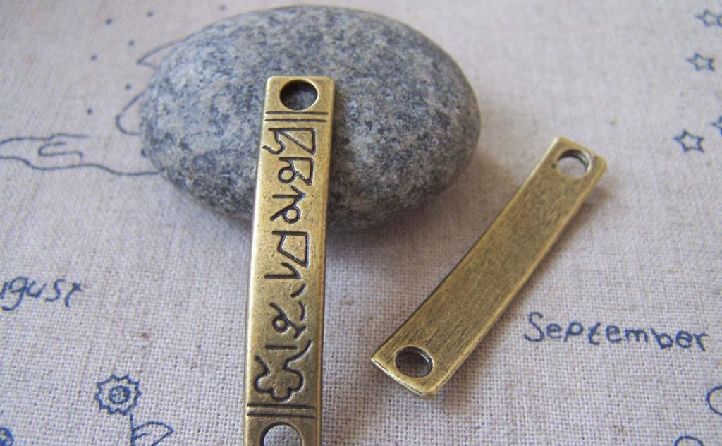 Accessories - 10 Pcs Of Antique Bronze Symbol Sign Curved Bar Bracelet Connector Charms 8x45mm A4168