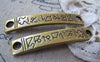 Accessories - 10 Pcs Of Antique Bronze Symbol Sign Curved Bar Bracelet Connector Charms 8x45mm A4168