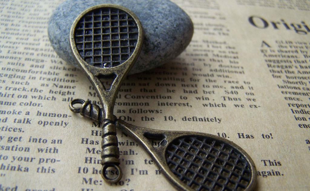 Accessories - 10 Pcs Of Antique Bronze Tennis Rackets Charms19x48mm A1002