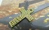 Accessories - 10 Pcs Of Antique Bronze Textured Cross Charms Pendants 19x31mm A5981