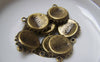 Accessories - 10 Pcs Of Antique Bronze Textured Drink Bottle Cap Charms 16x21mm A4742