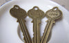 Keys & Locks - 10 pcs Antique Bronze 1964 Key Charms Pendants A190