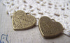 Accessories - 10 Pcs Of Antique Bronze Thick Love Heart Charms 22x22.5mm A4734