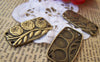 Accessories - 10 Pcs Of Antique Bronze Three Owl On Tree Rectangular Connectors Charms 20x38mm A105