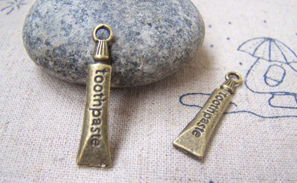 Accessories - 10 Pcs Of Antique Bronze Toothpaste Charms 7x28mm A2914