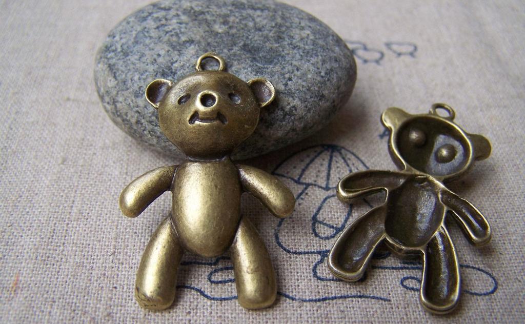 Accessories - 10 Pcs Of Antique Bronze Toy Bear Pendants Charms 24x38mm A1211