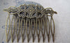 Accessories - 10 Pcs Of Antique Bronze Traditional Chinese Filigree Flower Ten Teeth Hair Clips 45x65mm A3504