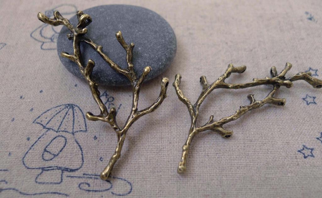 Accessories - 10 Pcs Of Antique Bronze Tree Branch Connectors Charms 30x52mm A7391