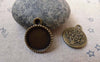 Accessories - 10 Pcs Of Antique Bronze Tree Round Base Settings Match 14mm Cab A6219