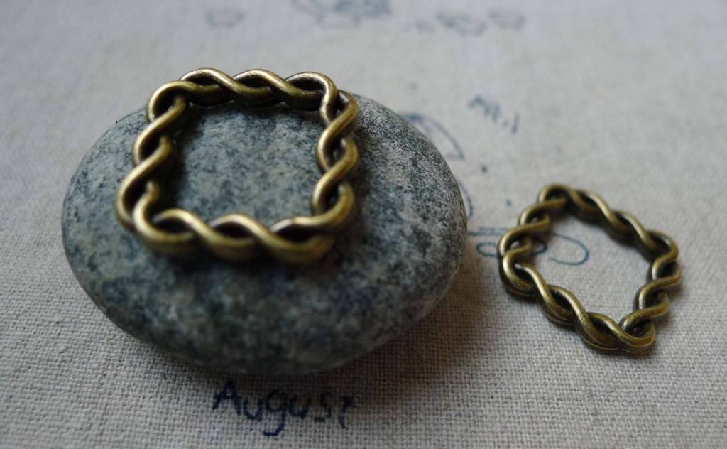 Accessories - 10 Pcs Of Antique Bronze Twisted Frame Square Charms 20x20mm A5500