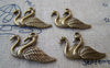 Accessories - 10 Pcs Of Antique Bronze Two Lovely Swan Birds Charms 17x30mm A286