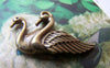 Accessories - 10 Pcs Of Antique Bronze Two Lovely Swan Birds Charms 17x30mm A286