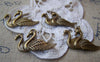 Accessories - 10 Pcs Of Antique Bronze Two Lovely Swan Birds Charms 17x30mm A286