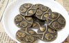 Accessories - 10 Pcs Of Antique Bronze Two Owls In Love Round Charms 25mm A116