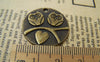 Accessories - 10 Pcs Of Antique Bronze Two Owls In Love Round Charms 25mm A116