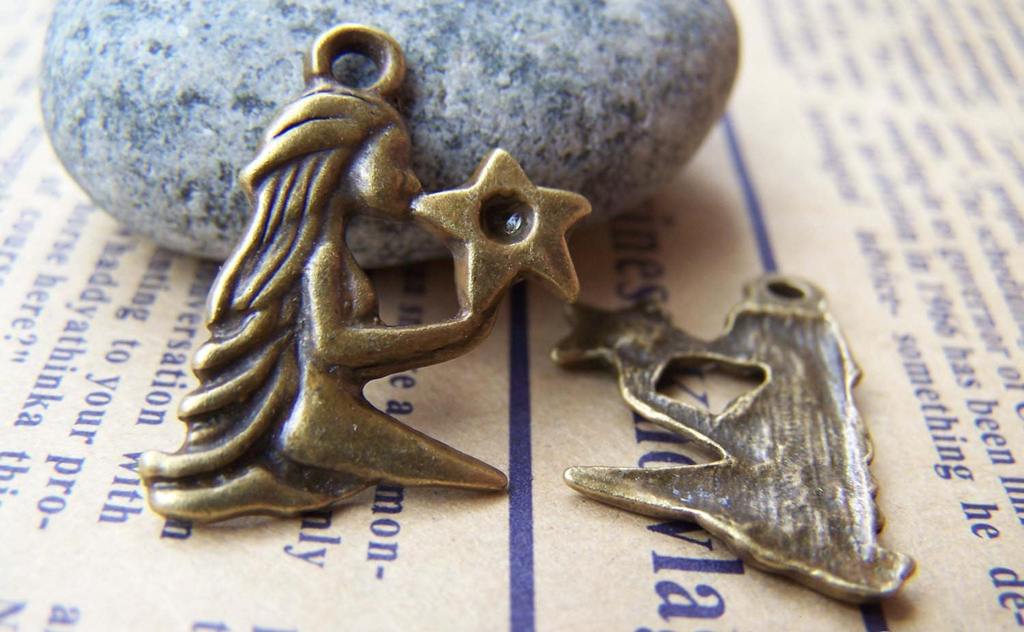 Accessories - 10 Pcs Of Antique Bronze Virgin Constellation Charms Pendants 15x23mm A4423