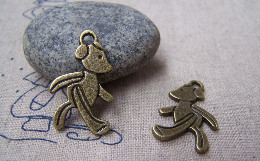 Accessories - 10 Pcs Of Antique Bronze Walking Dog Charms Double Sided 17x28mm A1213