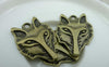 Accessories - 10 Pcs Of Antique Bronze Wolf Pendants Charms 25x32mm A5869