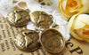 Accessories - 10 Pcs Of Antique Bronze World Map Round Charms 15mm A1484