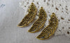 Accessories - 10 Pcs Of Antique Gold Filigree Feather Wing Charms 12x36mm A7365