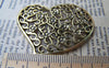 Accessories - 10 Pcs Of Antique Gold Filigree Swirly Heart Pendants Charms 40x43mm A1603