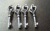 Accessories - 10 Pcs Of Antique Silver 3D Crown Key Charms 8.5x25mm A1238