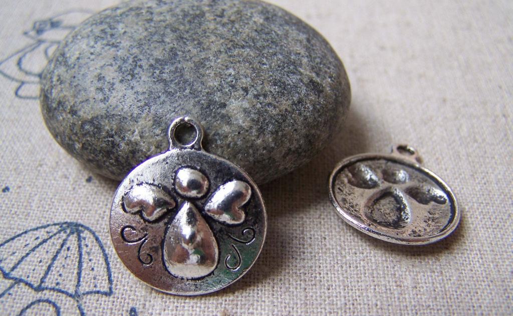 Accessories - 10 Pcs Of Antique Silver Angel Round Charms 18x21mm A4966