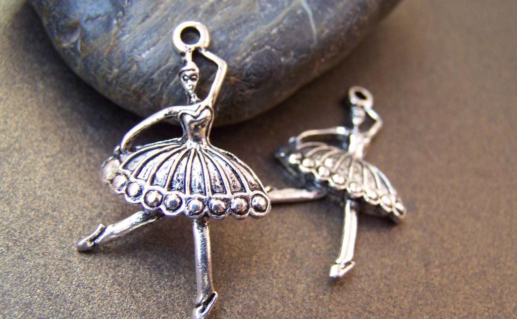 Accessories - 10 Pcs Of Antique Silver Ballet Girl Dancer Pendant Charms 21x37mm A1536