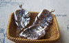 Accessories - 10 Pcs Of Antique Silver Beetle On Leaf Charms Pendants 13x24mm A3464