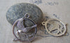 Accessories - 10 Pcs Of Antique Silver Bird Carrying Arrow Round Charms 25mm A4327