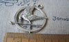 Accessories - 10 Pcs Of Antique Silver Bird Carrying Arrow Round Charms 25mm A4327