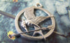 Accessories - 10 Pcs Of Antique Silver Bird Carrying Arrow Round Charms 25mm A4327
