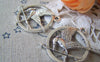 Accessories - 10 Pcs Of Antique Silver Bird Carrying Arrow Round Charms 25mm A4327